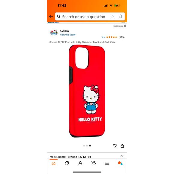 iPhone 12/12 Pro Hello Kitty Character Front and Back Cell Phone Case - Picture 3 of 3